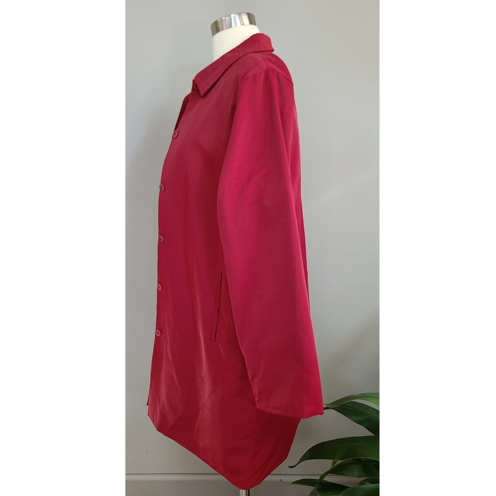 Eileen Fisher Button Front Red Lightweight Coat S… - image 5